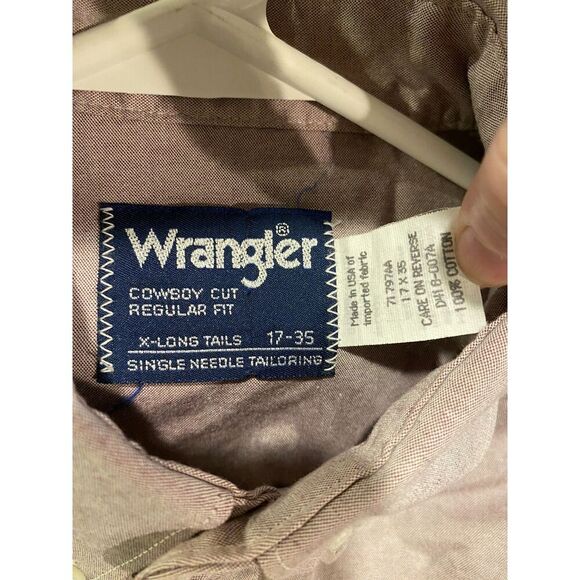 Vintage Wrangler Cowboy Cut Regular Fit X-Long Tails Men's Shirt Size 17-35 - Picture 3 of 5